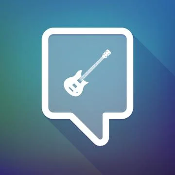 Long shadow tooltip icon on a gradient background  with  an electric guitar Illustrazione stock