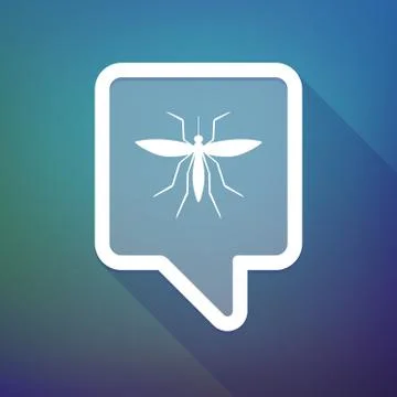 Long shadow tooltip icon on a gradient background  with  a mosquito Illustrazione stock