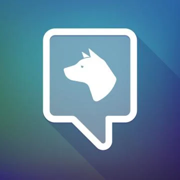 Long shadow tooltip icon on a gradient background  with  a dog head Illustrazione stock