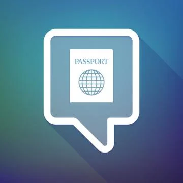Long shadow tooltip icon on a gradient background  with  a passport Stockillustratie