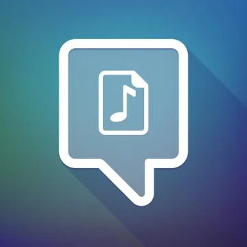 Long shadow tooltip icon on a gradient background  with  a music score icon Illustrazione stock