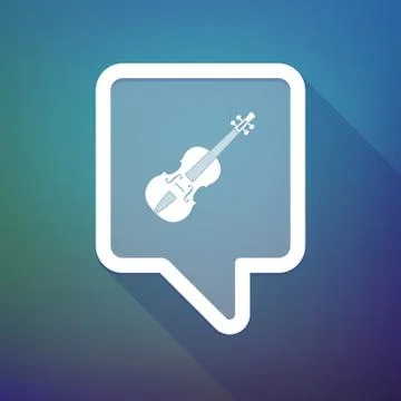 Long shadow tooltip icon on a gradient background  with  a violin Stockillustratie
