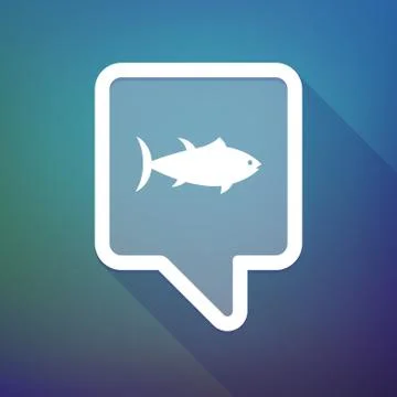 Long shadow tooltip icon on a gradient background  with  a tuna fish Illustrazione stock