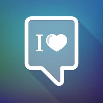 Long shadow tooltip icon on a gradient background  with  an " I like" glyph Illustrazione stock