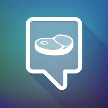 Long shadow tooltip icon on a gradient background  with  a steak icon Stockillustratie