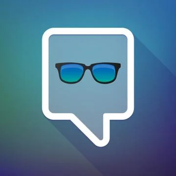 Long shadow tooltip icon on a gradient background  with  a sunglasses icon Stock Illustration