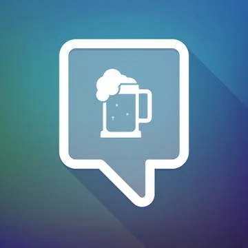 Long shadow tooltip icon on a gradient background  with  a beer jar icon Illustrazione stock