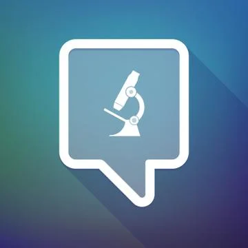 Long shadow tooltip icon on a gradient background  with  a microscope icon Illustrazione stock