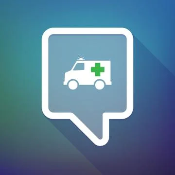 Long shadow tooltip icon on a gradient background  with  an ambulance icon Stock Illustration
