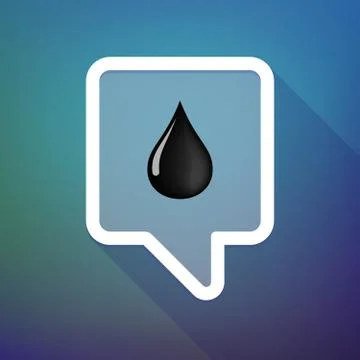 Long shadow tooltip icon on a gradient background  with  an oil drop icon Stockillustratie