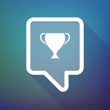 Long shadow tooltip icon on a gradient background  with  an award cup Stock Illustration