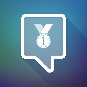 Long shadow tooltip icon on a gradient background  with  a medal Illustrazione stock