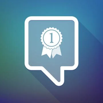 Long shadow tooltip icon on a gradient background  with  a ribbon award Illustrazione stock