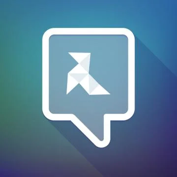 Long shadow tooltip icon on a gradient background  with  a paper bird Illustrazione stock