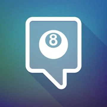 Long shadow tooltip icon on a gradient background  with  a pool ball Illustrazione stock