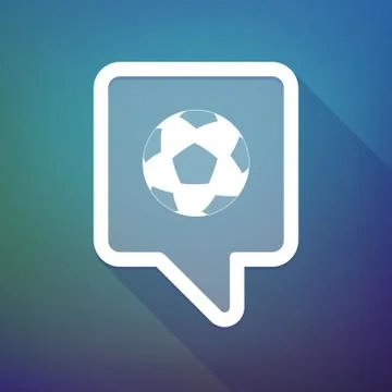Long shadow tooltip icon on a gradient background  with  a soccer ball Illustrazione stock