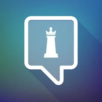 Long shadow tooltip icon on a gradient background  with a  queen   chess figu Illustrazione stock