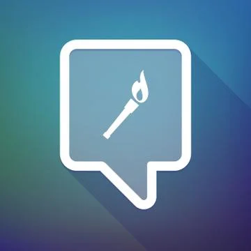 Long shadow tooltip icon on a gradient background  with  a torch icon Illustrazione stock