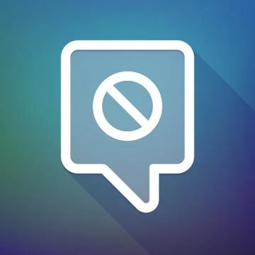 Long shadow tooltip icon on a gradient background  with  a forbidden sign Illustrazione stock