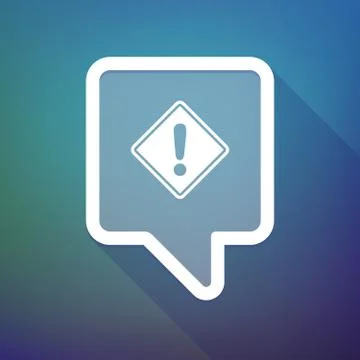 Long shadow tooltip icon on a gradient background  with   a warning road sign Illustrazione stock