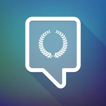 Long shadow tooltip icon on a gradient background  with  a laurel crown sign Illustrazione stock