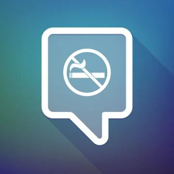 Long shadow tooltip icon on a gradient background  with  a no smoking sign 库存插图