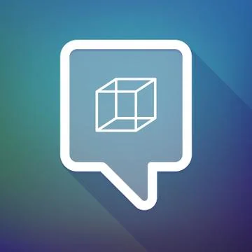 Long shadow tooltip icon on a gradient background  with  a cube sign Stockillustratie