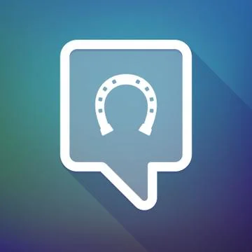 Long shadow tooltip icon on a gradient background  with  a horseshoe sign Stockillustratie