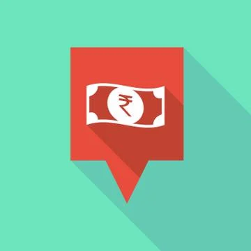 Long shadow tooltip with  a rupee bank note icon 스톡 일러스트