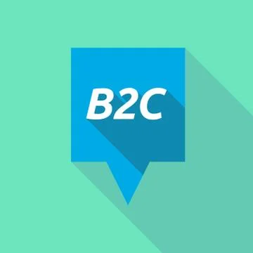 Long shadow tooltip with    the text B2C Stock Illustration