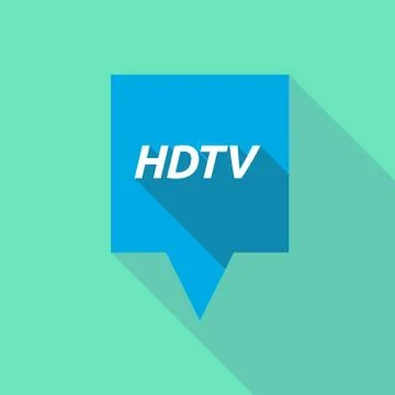 Long shadow tooltip with    the text HDTV Stock Illustration