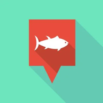 Long shadow tooltip with  a tuna fish Stock Illustration