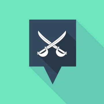 Long shadow tooltip with  two swords crossed Stock Illustration