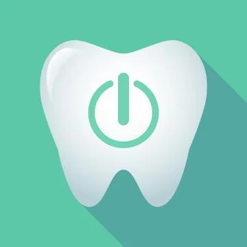 Long shadow tooth with an off button 스톡 일러스트