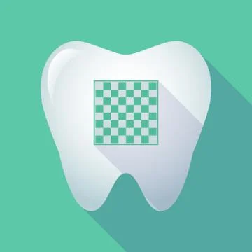 Long shadow tooth with  a chess board Stock Illustration
