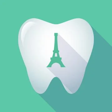 Long shadow tooth with   the Eiffel tower 스톡 일러스트