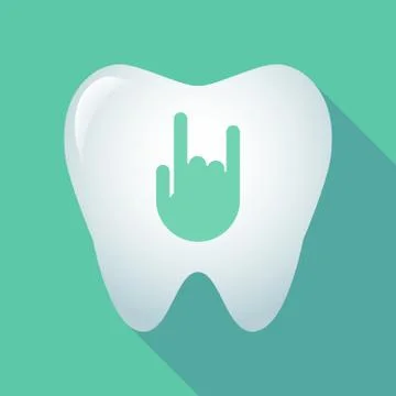 Long shadow tooth icon with a rocking hand イラスト素材