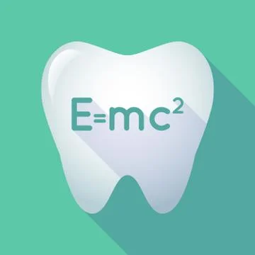 Long shadow tooth icon with the Theory of Relativity formula Stock Illustration