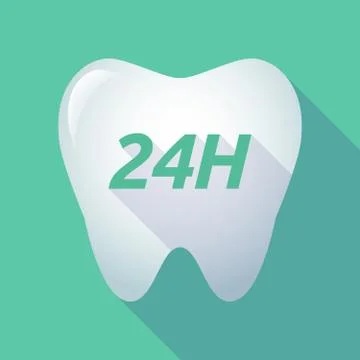 Long shadow tooth with    the text 24H Stock Illustration