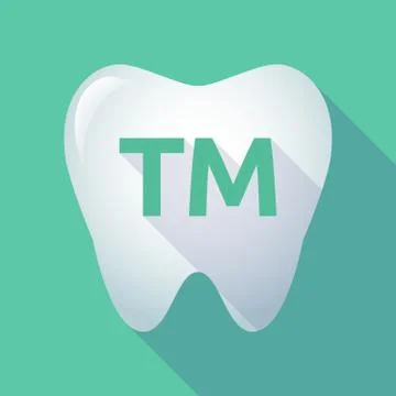 Long shadow tooth with    the text TM Stock Illustration