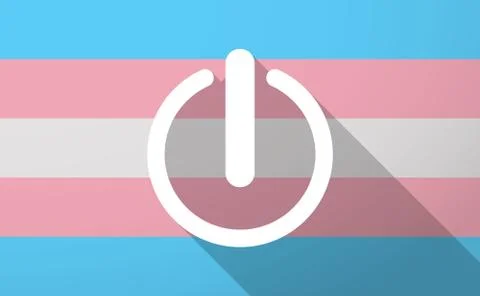 Long shadow  trans gender flag with an off button Illustrazione stock