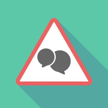 Long shadow triangular warning sign icon with  comic balloons Ilustración de archivo