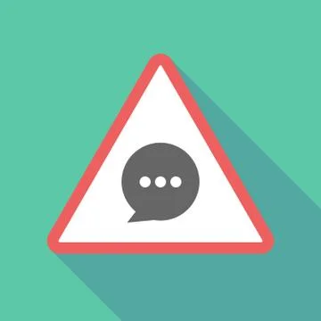 Long shadow triangular warning sign icon with a comic balloon Ilustración de archivo