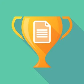Long shadow trophy icon with a document Stock Illustration