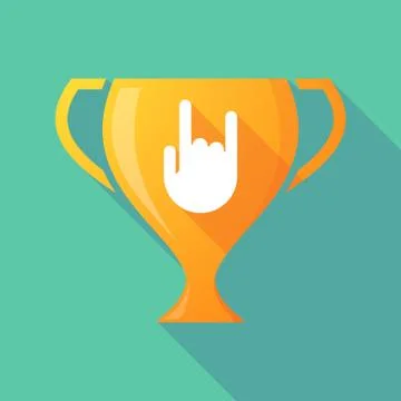 Long shadow trophy icon with a rocking hand Stock Illustration