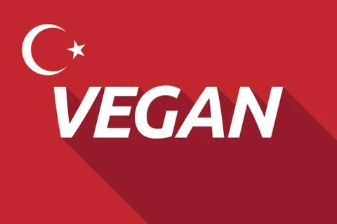 Long shadow Turkey flag with   the text VEGAN Stock Illustration
