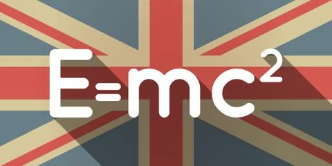 Long shadow UK flag icon with the Theory of Relativity formula Stock Illustration