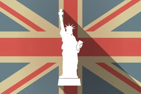 Long shadow UK flag with  the Statue of Liberty Stock Illustration