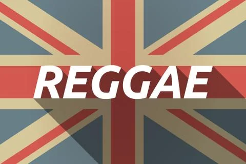 Long shadow UK flag with    the text REGGAE Stock Illustration