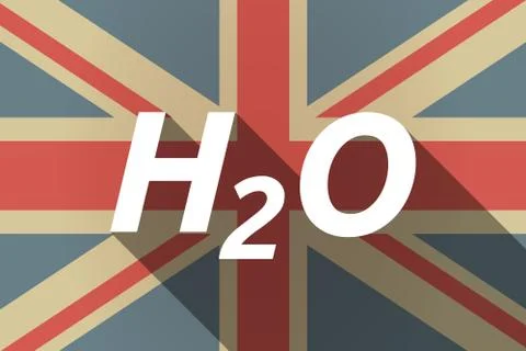 Long shadow UK flag with    the text H2O Stock Illustration